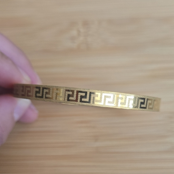Gold Greek Key Bangle Bracelet - Picture 4 of 5